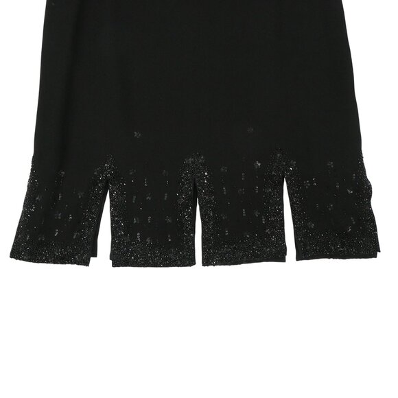 NWT Badgley Mischka $1990 Beaded Embellished Black Evening Car Wash Hem Skirt 12 - Picture 2 of 6